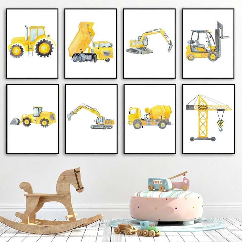 Heavy Equipment Background - مركبات البناء المائية الحضانة جدار الفن