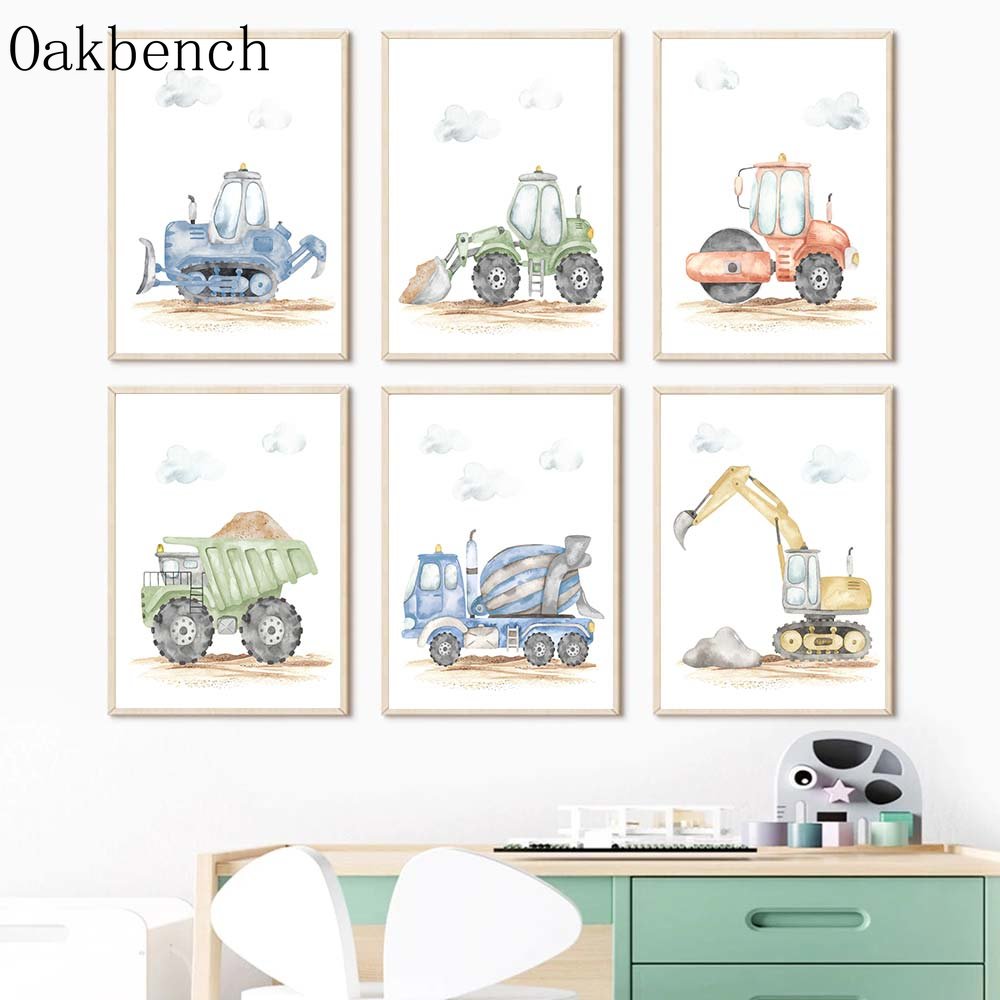 Heavy Equipment Background - لعبة سيارات قماش المشارك حفارة طباعة
