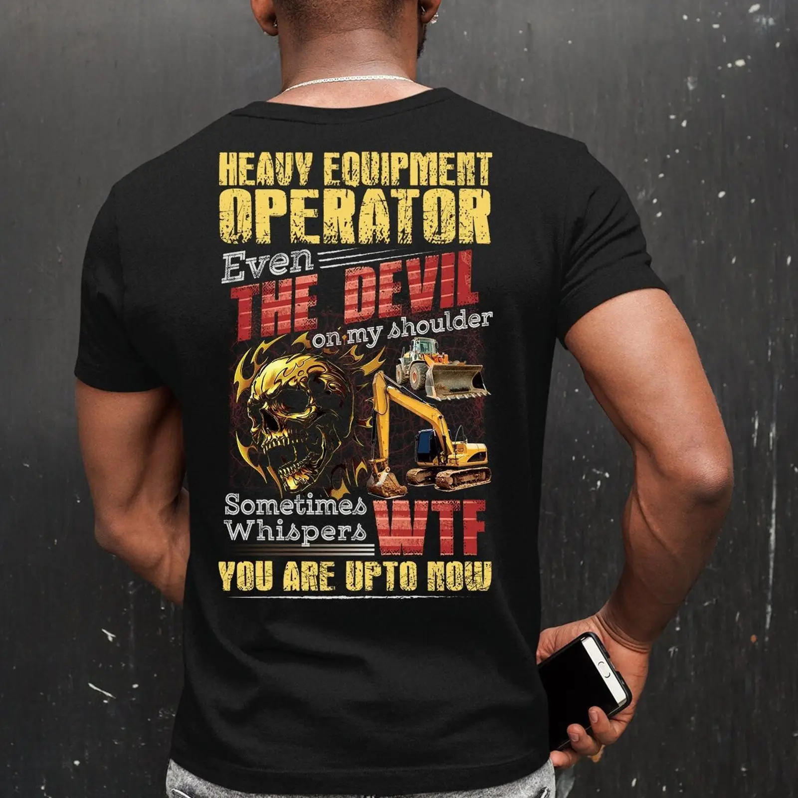 Heavy Equipment Quotes - تي شيرت بتصميم جمجمة مضحكة لسائق