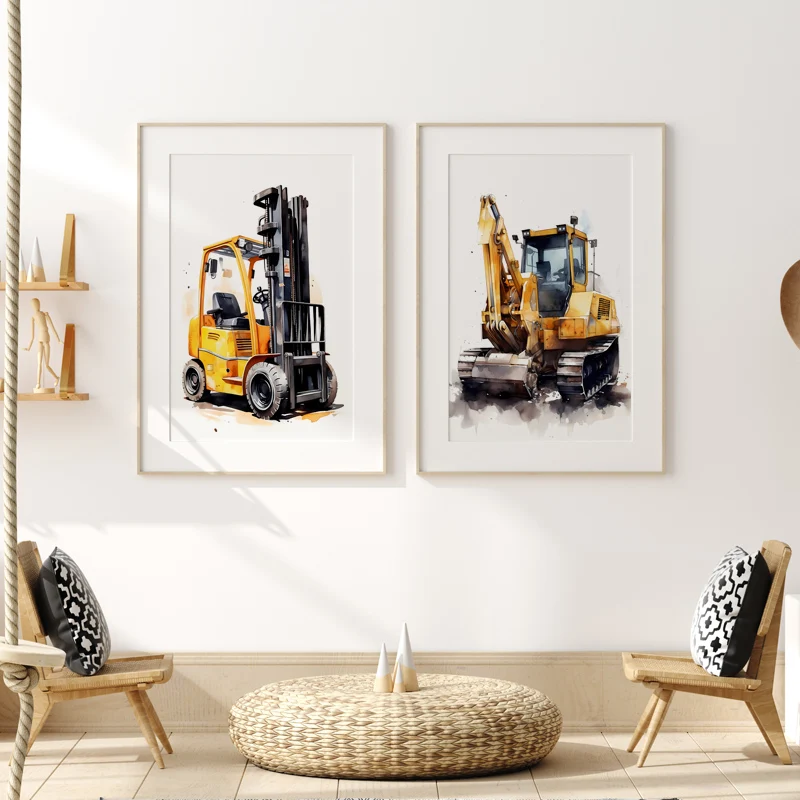 ملصق لوحة بالألوان المائية للح - مراجعة Heavy Equipment Background وسعره