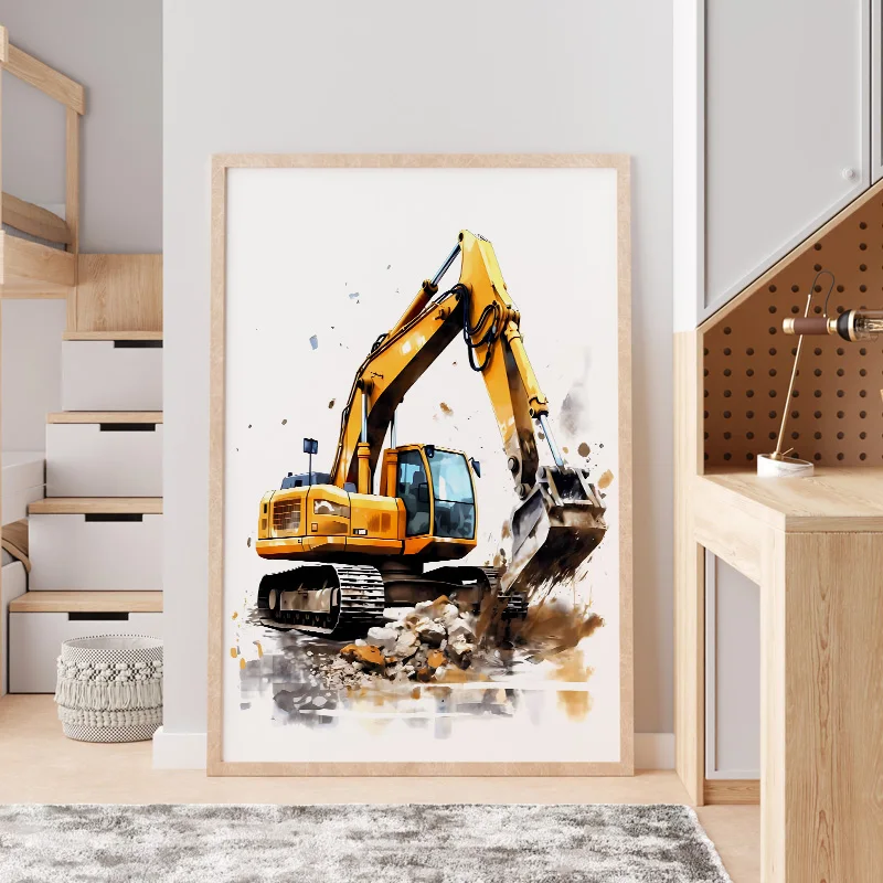 ملصق لوحة بالألوان المائية للح - مراجعة Heavy Equipment Background وسعره
